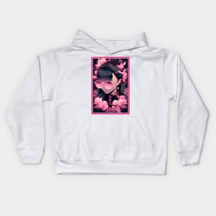 Aesthetic Anime Girl Pink Black | Quality Aesthetic Anime Design | Premium Chibi Manga Anime Art Kids Hoodie